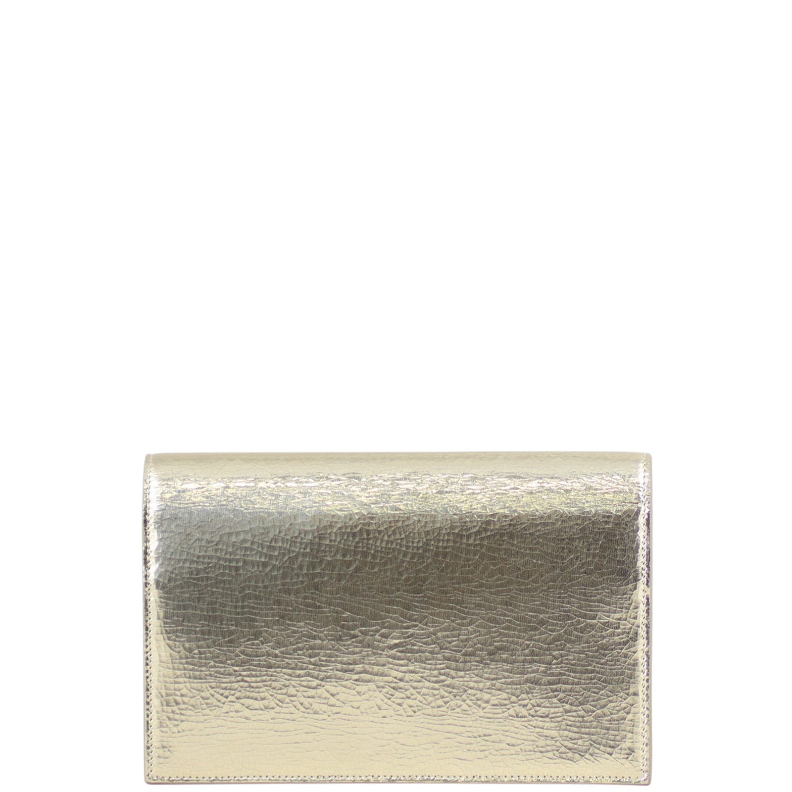 Saint Laurent Kate Metallic Crackled Leather Chain Wallet