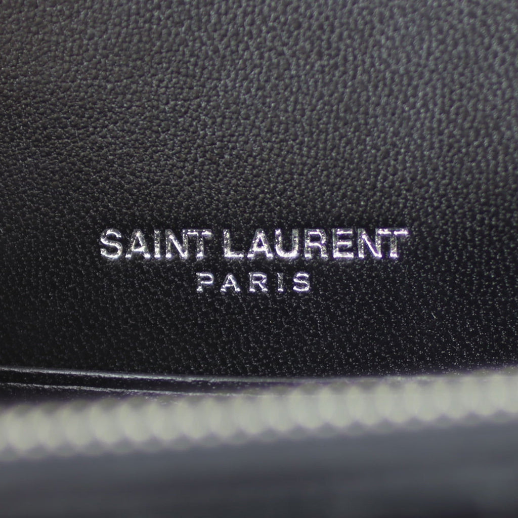 Saint Laurent Kate Tassel Croc Embossed Chain Wallet