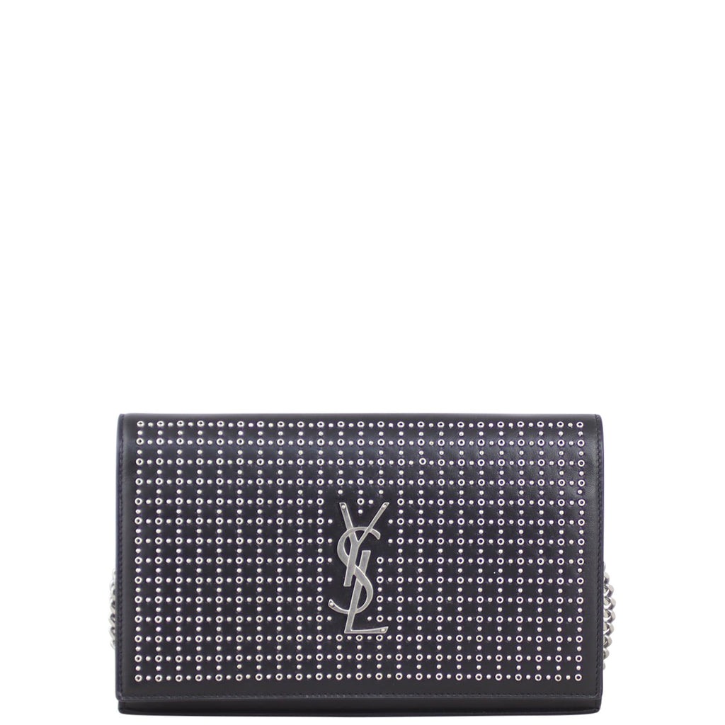 Saint Laurent Microstud and Rivet Kate Chain Wallet