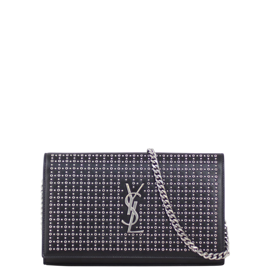 Saint Laurent Microstud and Rivet Kate Chain Wallet