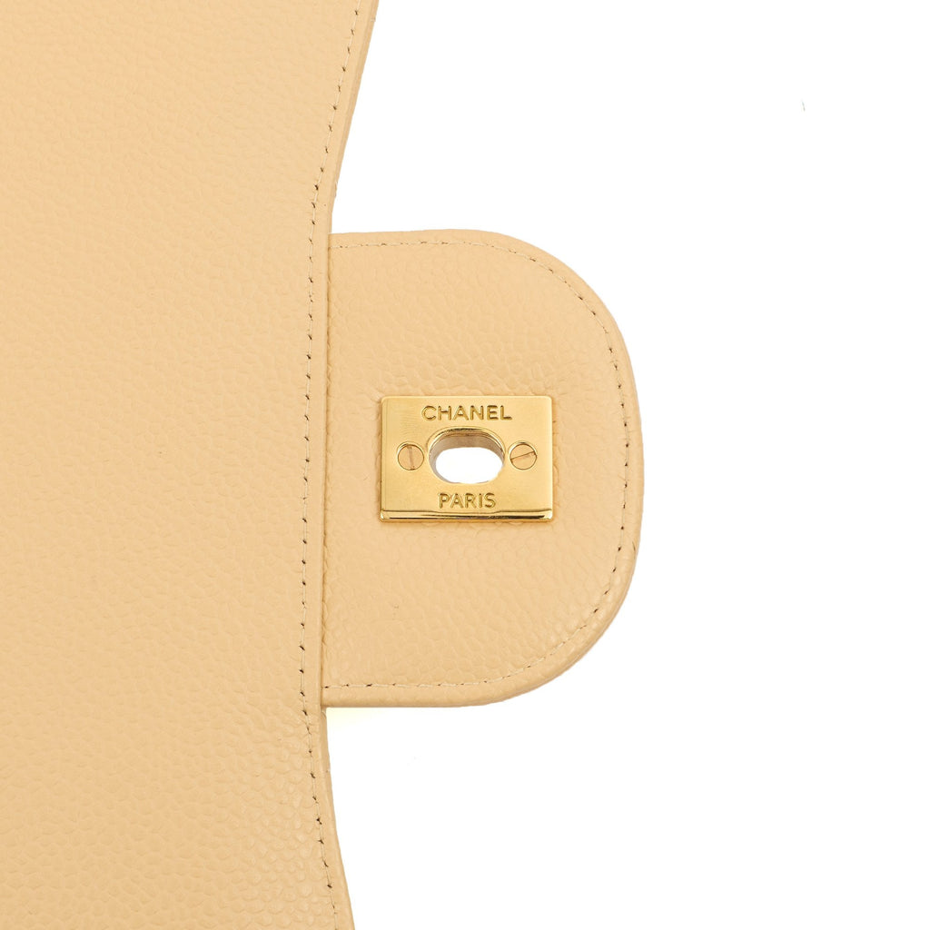Chanel Shoulder Bag Classic Double Flap - Large in Neutral, Caviar Leather