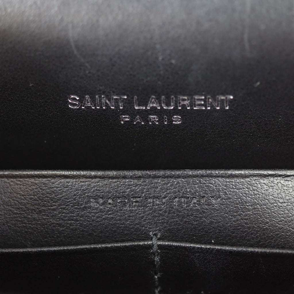 Saint Laurent Kate Tassel Chain Wallet Croc-Embossed