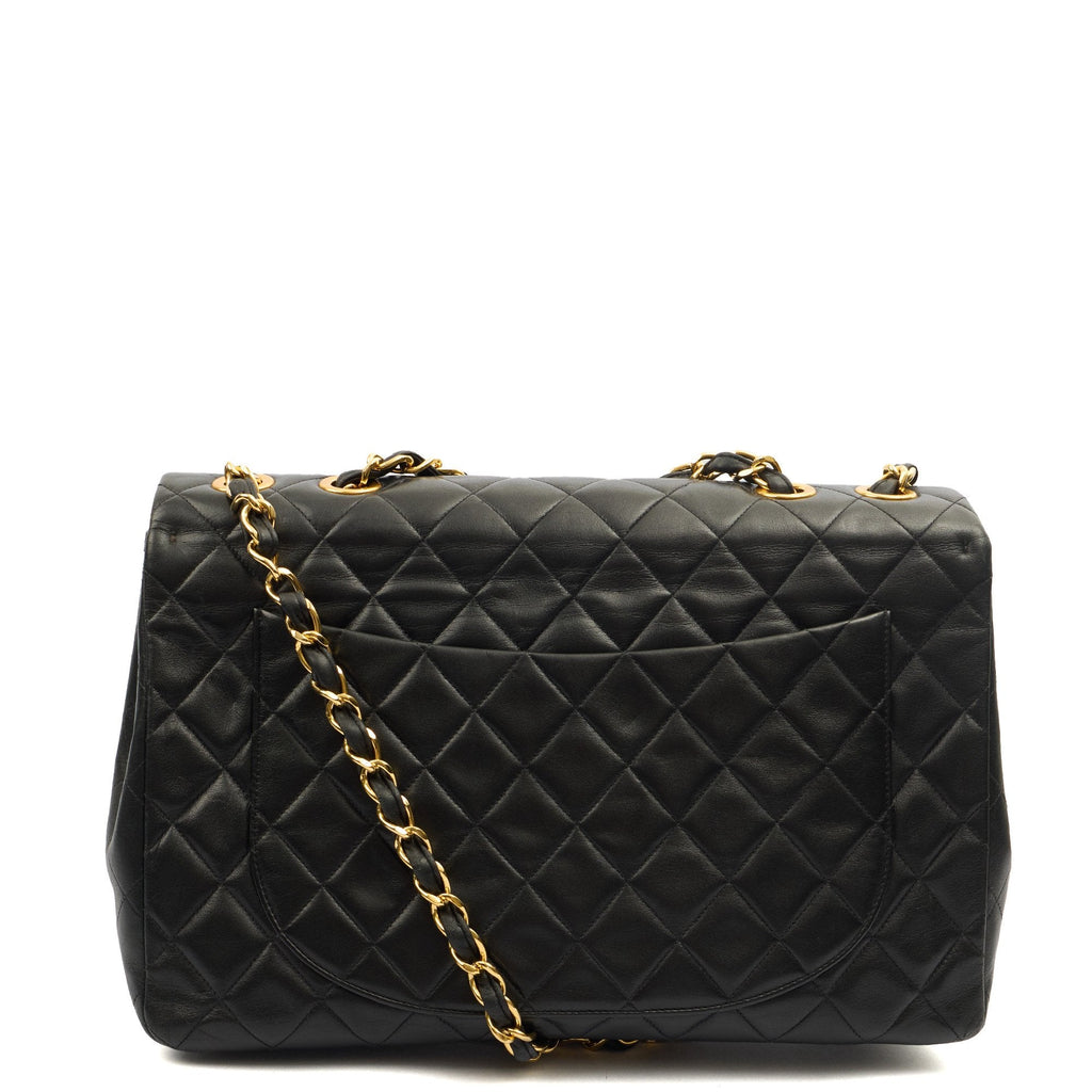 Chanel Shoulder Bag Maxi Jumbo XL in Black, Lambskin Leather