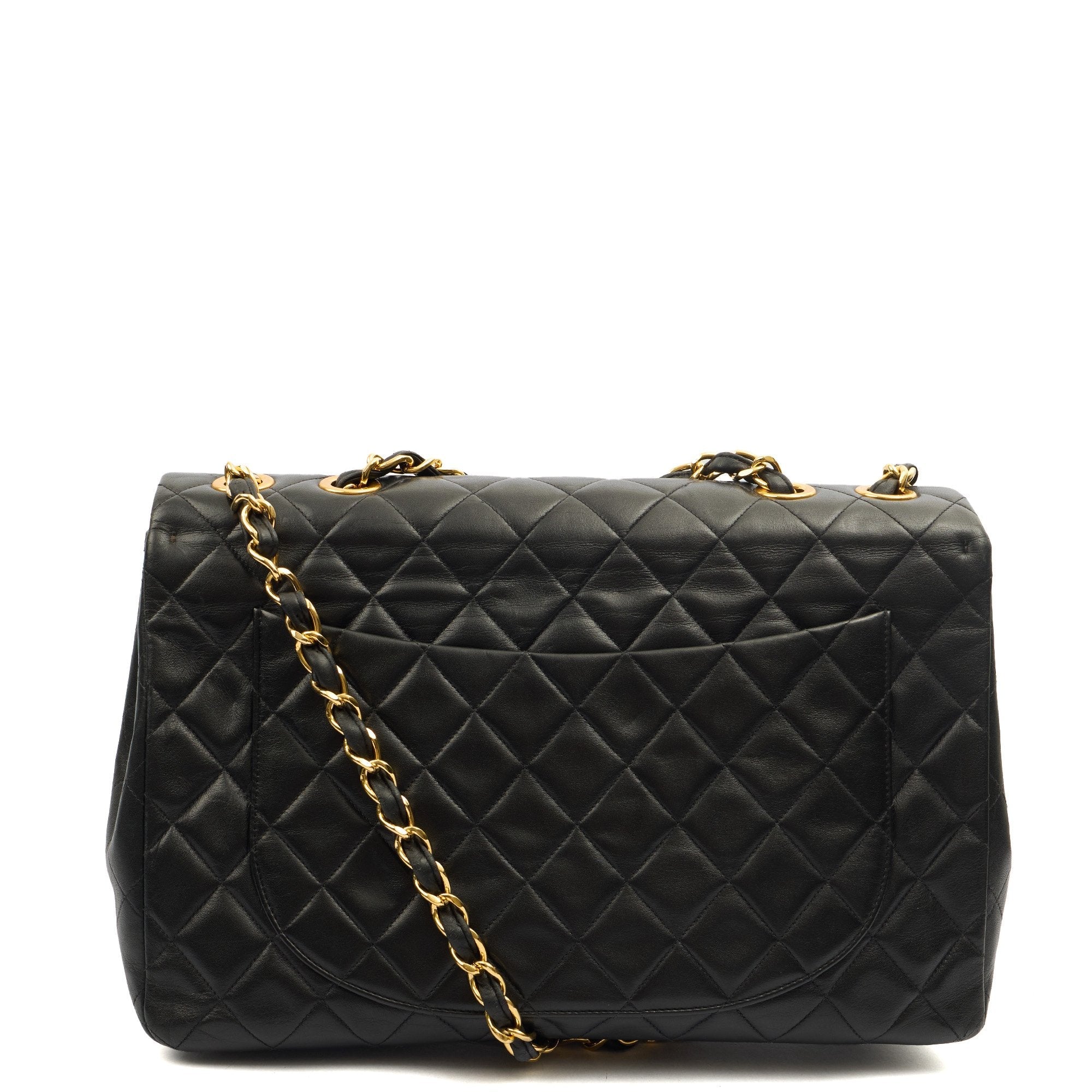 Chanel Shoulder Bag Maxi Jumbo XL in Black, Lambskin Leather