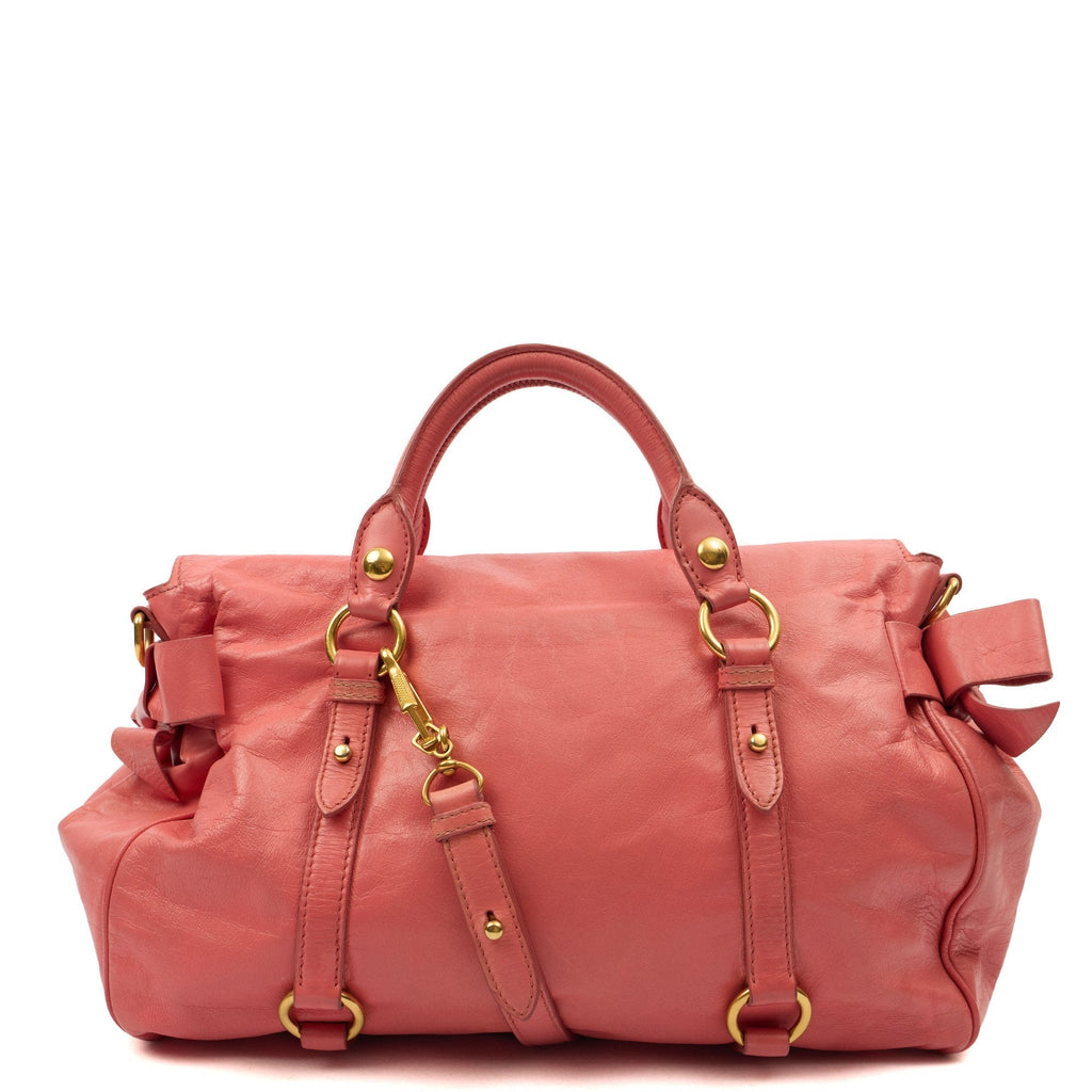 Miu Miu Shoulder Bag Vitello Lux Satchel in Pink, Leather