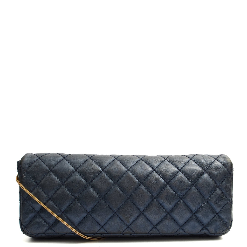 Chanel Shoulder Bag 2.55 Reissue East West Clutch in Blue, Crinkled Calfskin Leather
