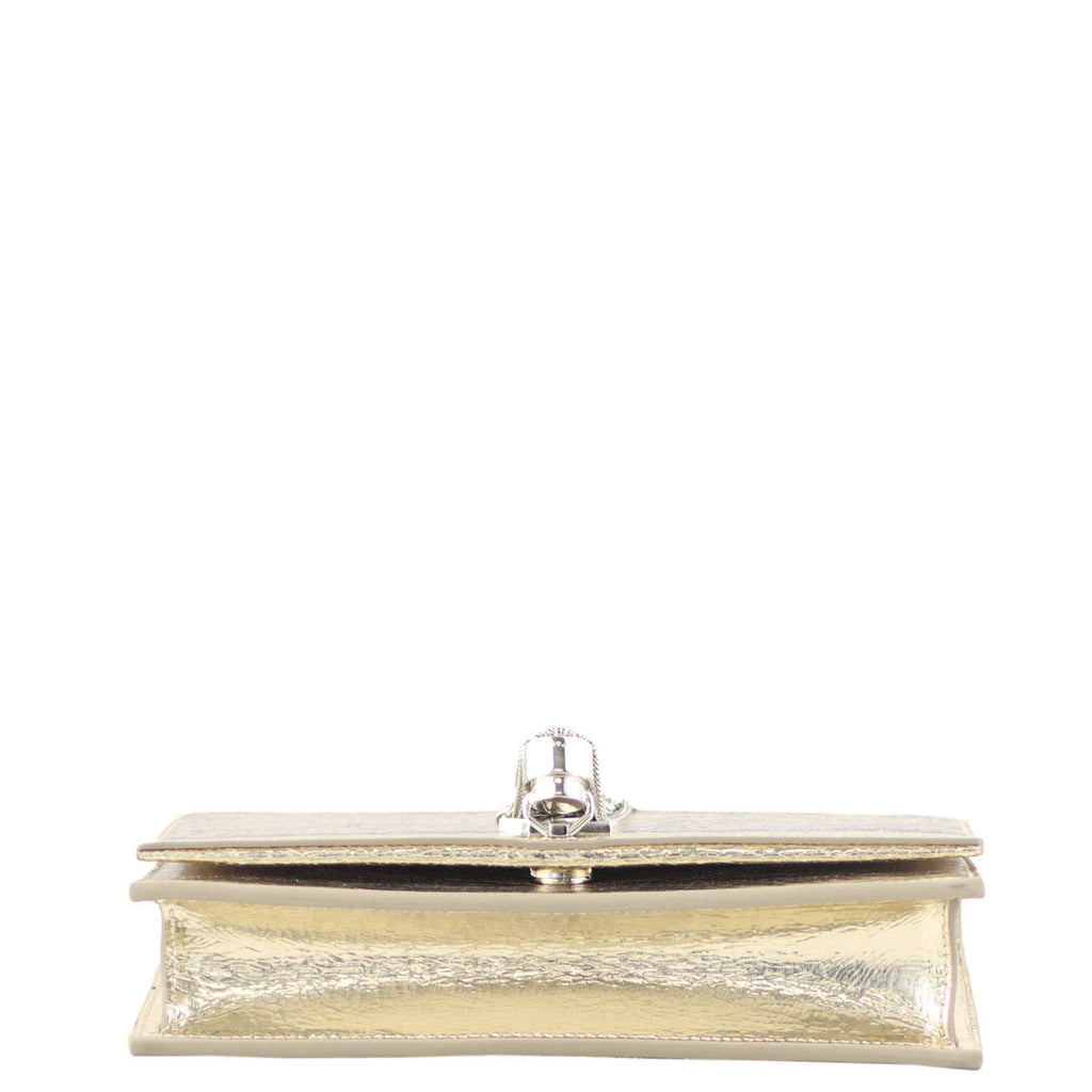 Saint Laurent Kate Metallic Crackled Leather Chain Wallet