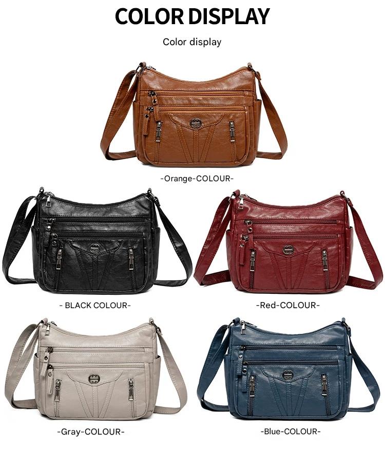 Women's soft leather backpack large capacity fashionable simple multi-layer shoulder crossbody bag 182-5