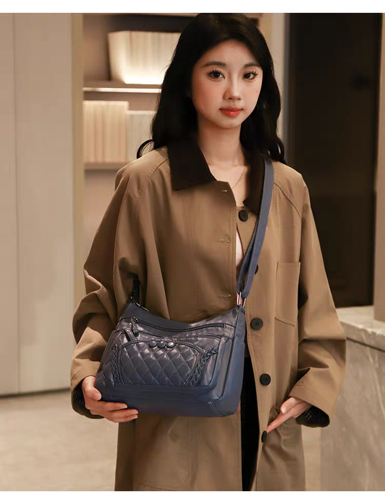 Soft leather women's bag, new style, fashionable and versatile bag, large capacity, trendy shoulder crossbody bag 8028
