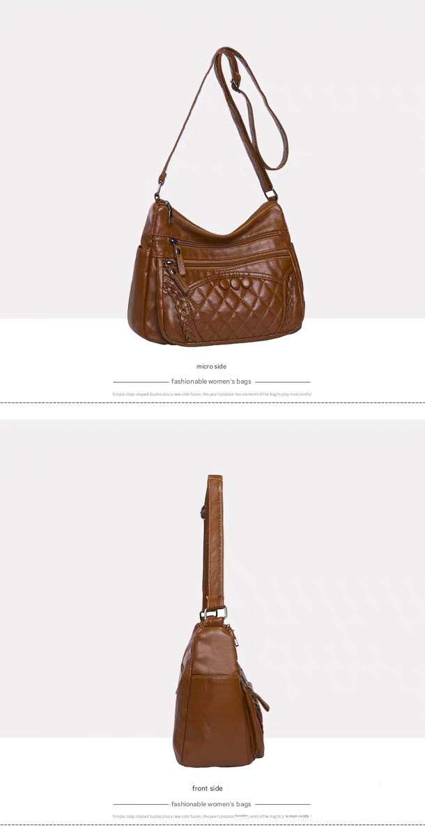 Soft leather women's bag, new style, fashionable and versatile bag, large capacity, trendy shoulder crossbody bag 8028