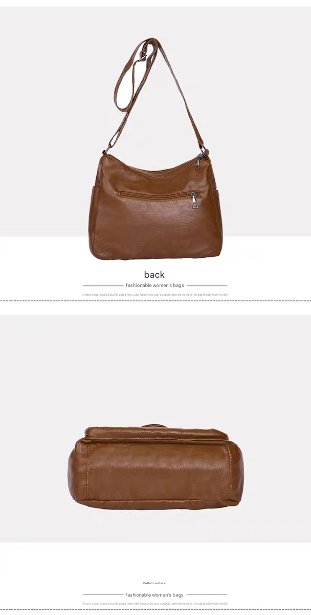 Soft leather women's bag, new style, fashionable and versatile bag, large capacity, trendy shoulder crossbody bag 8028