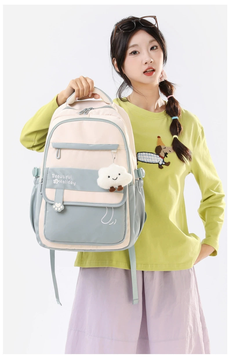 Kids' School Backpack without KeyChain - Cute  Plaid Design for Girls ZK402 ( Best For Playgroup to 4th Class)
