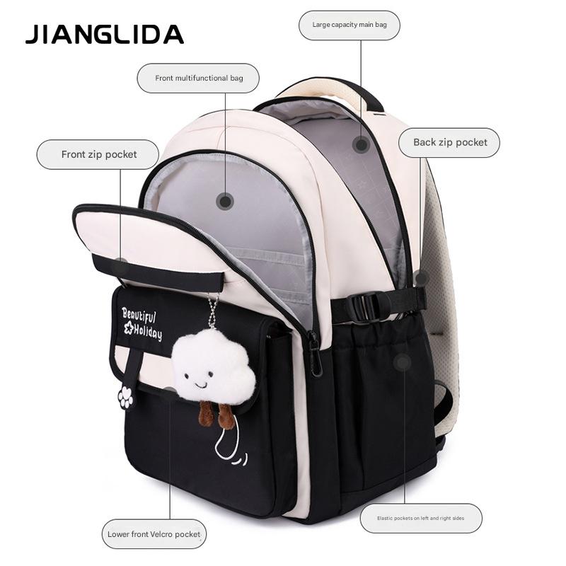 Kids' School Backpack without KeyChain - Cute  Plaid Design for Girls ZK402 ( Best For Playgroup to 4th Class)