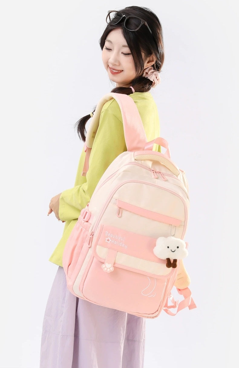 Kids' School Backpack without KeyChain - Cute  Plaid Design for Girls ZK402 ( Best For Playgroup to 4th Class)