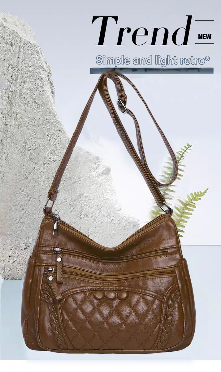 Soft leather women's bag, new style, fashionable and versatile bag, large capacity, trendy shoulder crossbody bag 8028