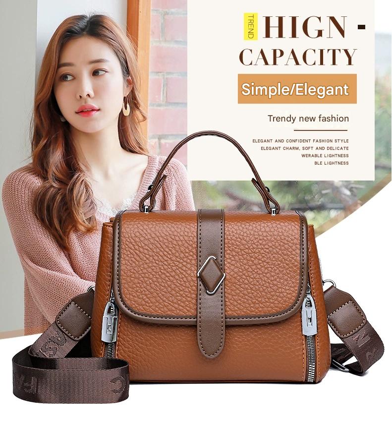 New Fashion Solid Color Small Square Handbag Crossbody Versatile Lightweight 8219-0181