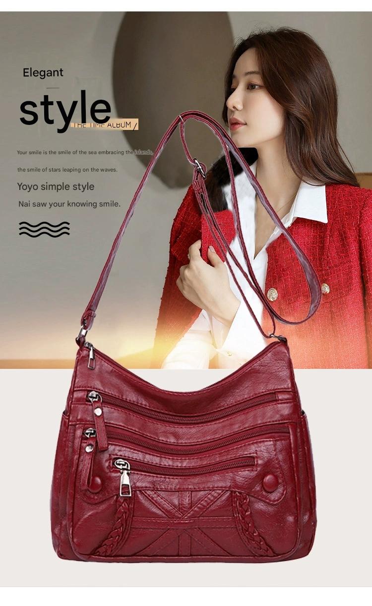 New Fashion All-match Middle-aged and Elderly Mother's Bag Large Capacity Shoulder Crossbody Bag 8026