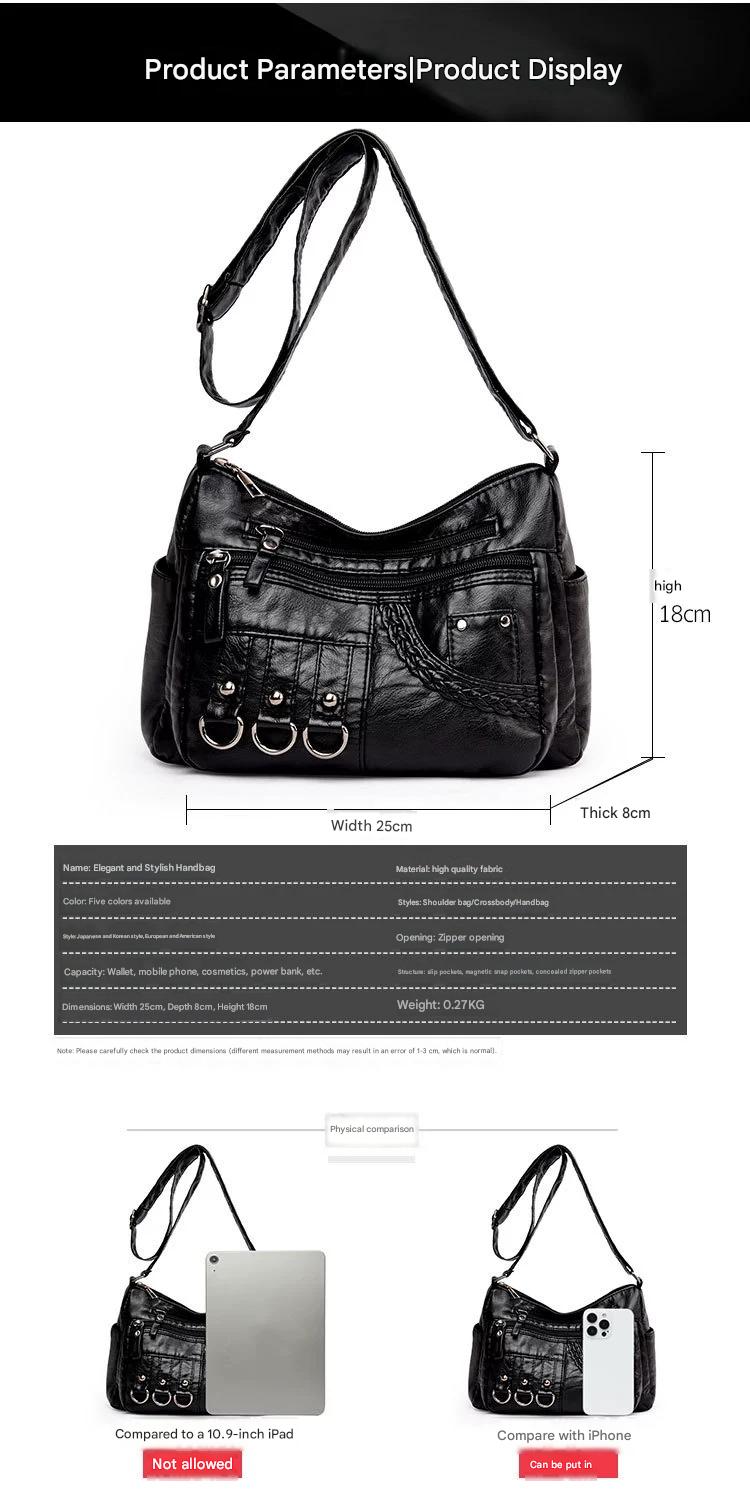 New Fashion Large-Capacity Woven Crossbody Bag, Korean Style, Simple and Elegant, Multi-Compartment, Soft Leather with a High-End Feel 8036