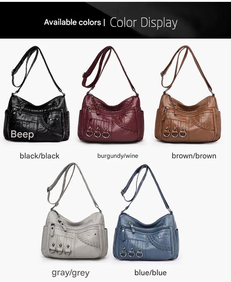 New Fashion Large-Capacity Woven Crossbody Bag, Korean Style, Simple and Elegant, Multi-Compartment, Soft Leather with a High-End Feel 8036
