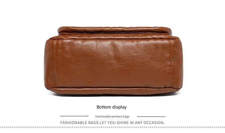Women's soft leather backpack large capacity fashionable simple multi-layer shoulder crossbody bag 182-5