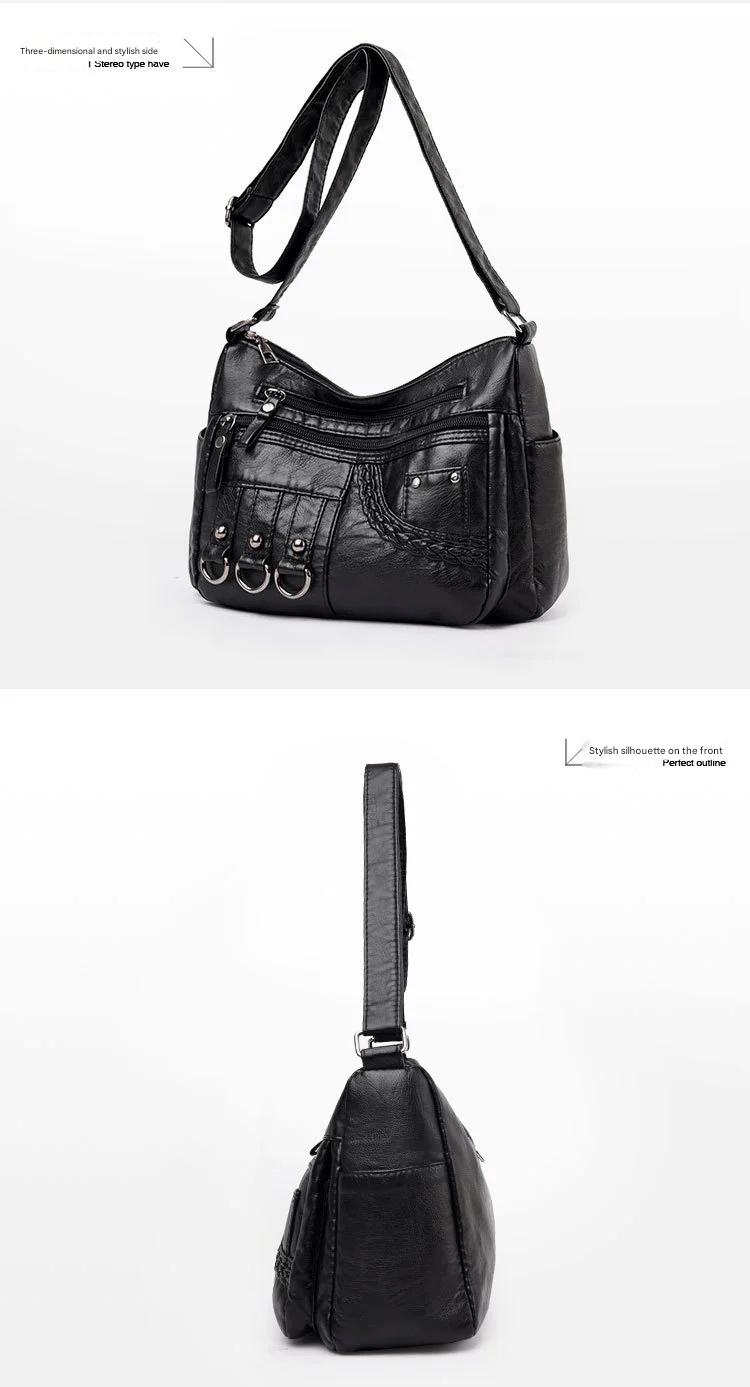 New Fashion Large-Capacity Woven Crossbody Bag, Korean Style, Simple and Elegant, Multi-Compartment, Soft Leather with a High-End Feel 8036