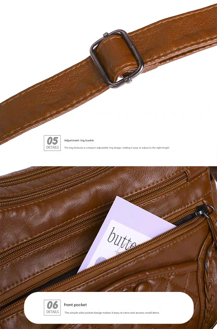 Soft leather women's bag, new style, fashionable and versatile bag, large capacity, trendy shoulder crossbody bag 8028