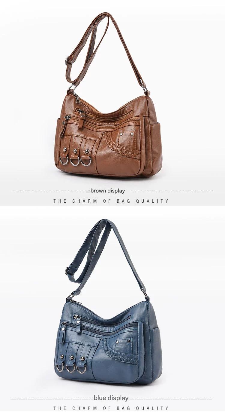 New Fashion Large-Capacity Woven Crossbody Bag, Korean Style, Simple and Elegant, Multi-Compartment, Soft Leather with a High-End Feel 8036