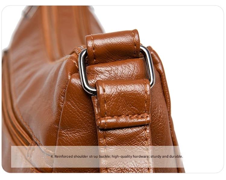 Women's soft leather backpack large capacity fashionable simple multi-layer shoulder crossbody bag 182-5
