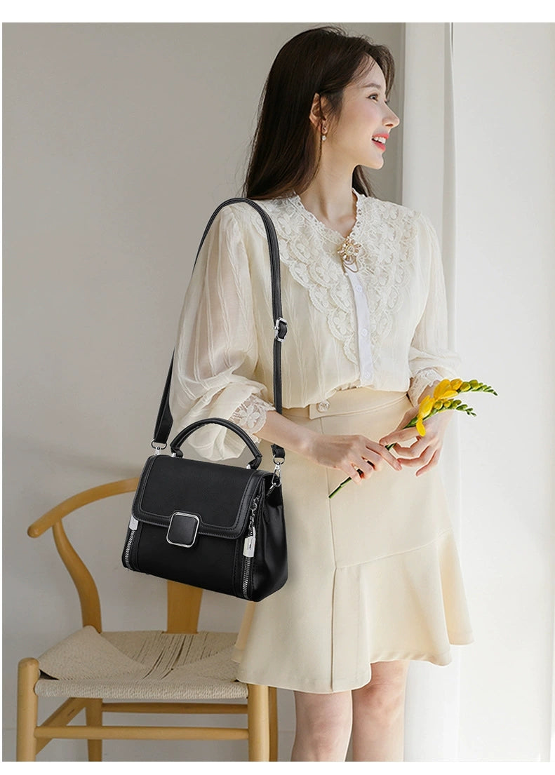 New Trendy Contrasting Soft Leather Crossbody Bag YC-9830