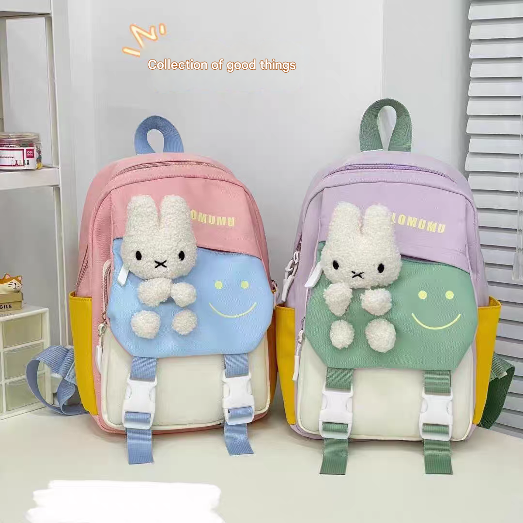 New Children's School Bag with Cute Plush Animal Design, High-Quality Nylon Fabric, Suitable for Boys and Girls ZK414