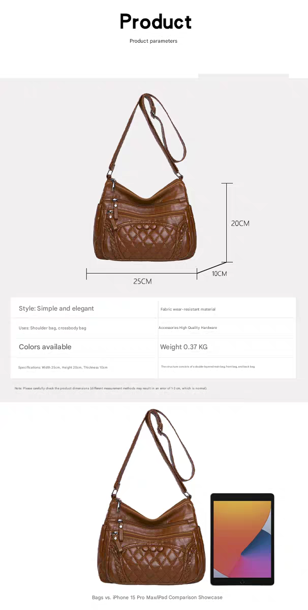 Soft leather women's bag, new style, fashionable and versatile bag, large capacity, trendy shoulder crossbody bag 8028