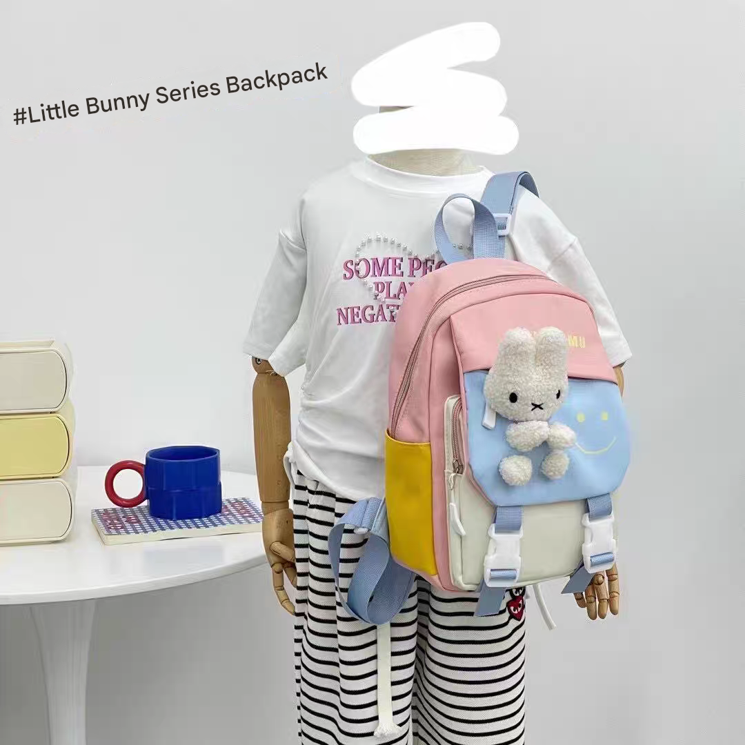 New Children's School Bag with Cute Plush Animal Design, High-Quality Nylon Fabric, Suitable for Boys and Girls ZK414