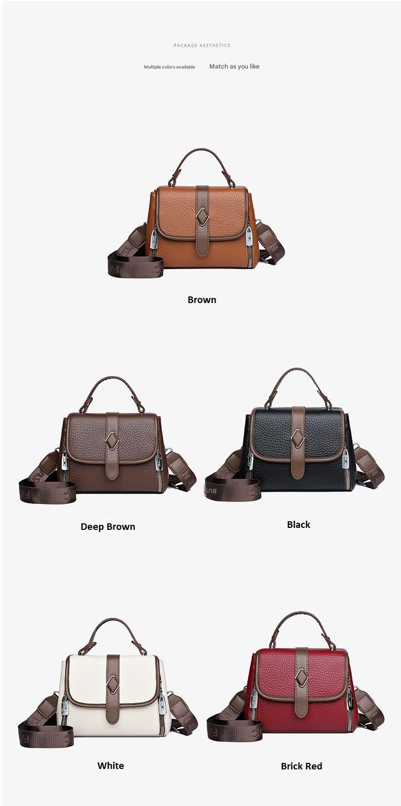 New Fashion Solid Color Small Square Handbag Crossbody Versatile Lightweight 8219-0181