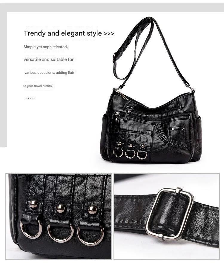 New Fashion Large-Capacity Woven Crossbody Bag, Korean Style, Simple and Elegant, Multi-Compartment, Soft Leather with a High-End Feel 8036