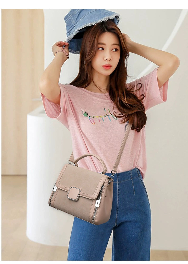 New Trendy Contrasting Soft Leather Crossbody Bag YC-9830