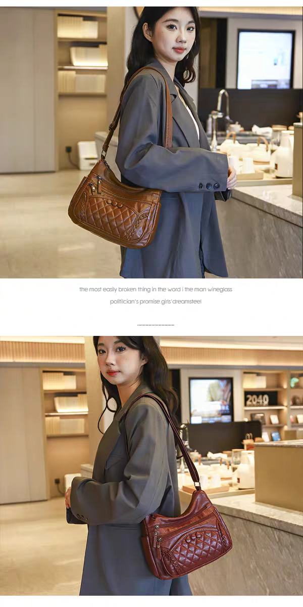 Soft leather women's bag, new style, fashionable and versatile bag, large capacity, trendy shoulder crossbody bag 8028