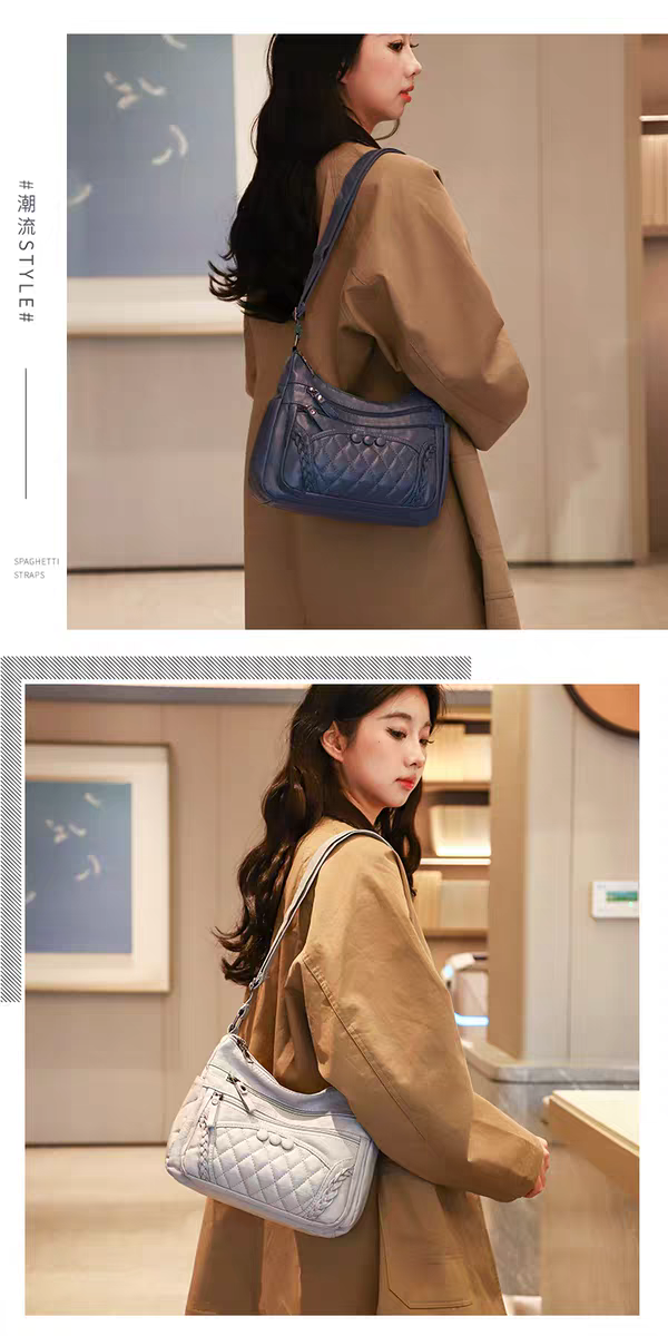 Soft leather women's bag, new style, fashionable and versatile bag, large capacity, trendy shoulder crossbody bag 8028